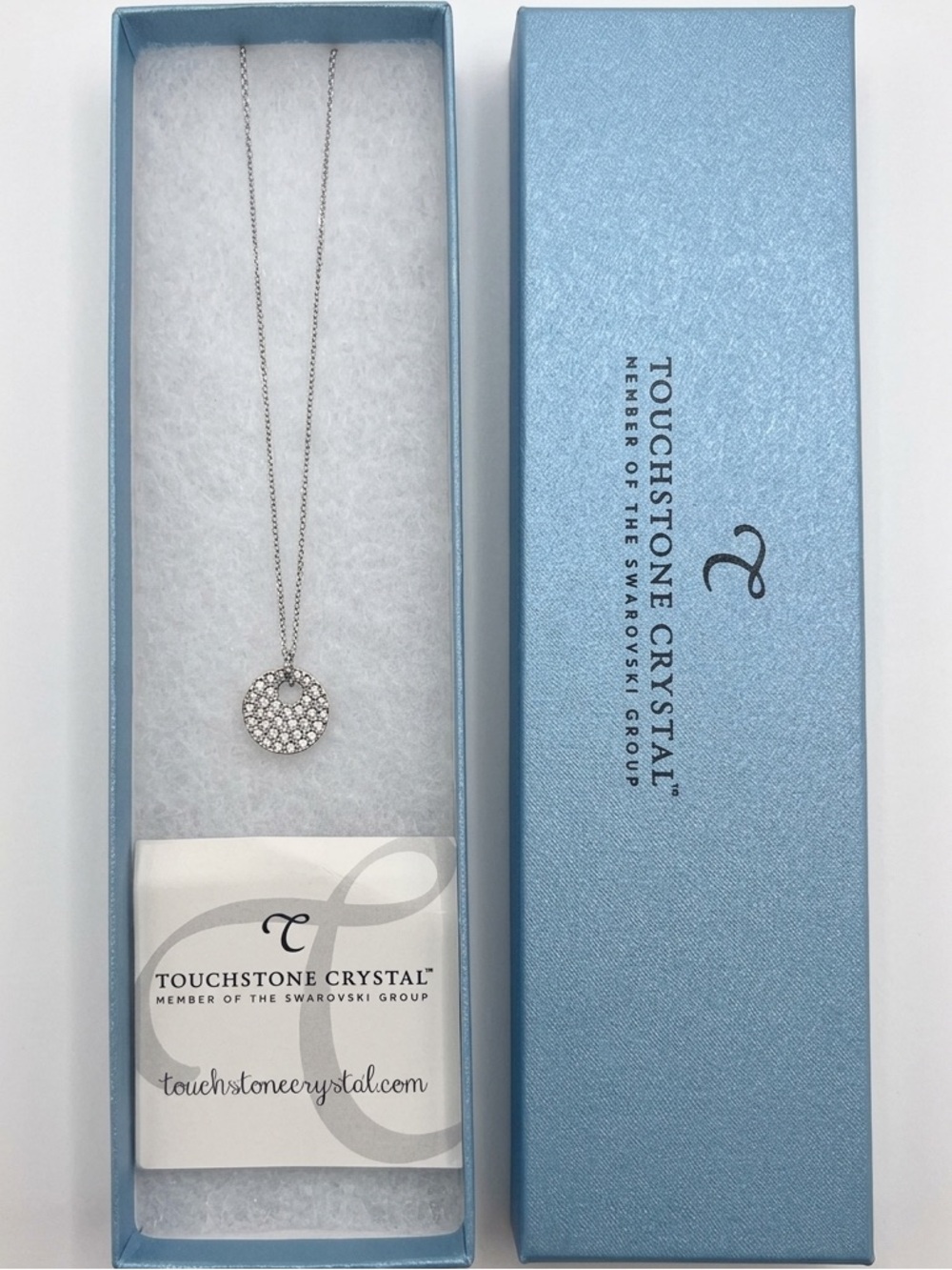 Touchstone x Swarovski Crystal Silver Circle Pendant Necklace